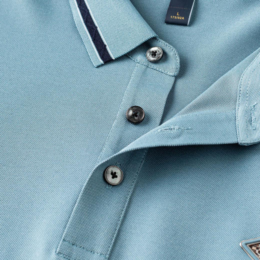 【7A抗菌凉感醋酸亚麻桑蚕丝】罗蒙男士夏季短袖Polo防紫外线t恤男短袖polo衫男 商品图8