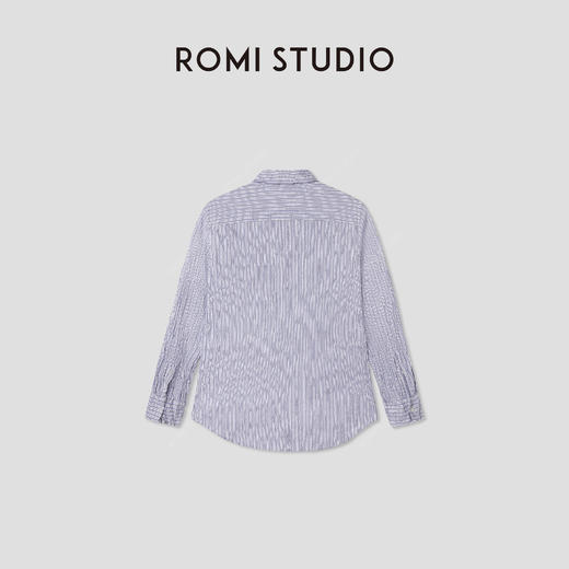 ROMI STUDIO“慵懒随性”蓝白条纹不规则褶皱肌理感衬衣 RWCSSA3917 商品图1