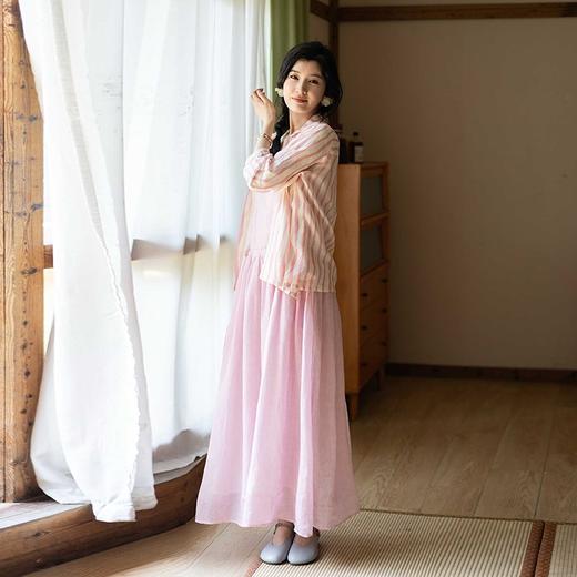 绽放340朵/【海街日记】苎麻天丝波浪纹印花衬衫翻领七分袖防晒衫 商品图1