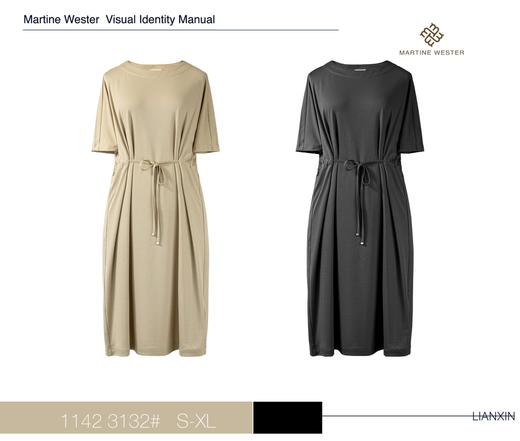 Martine Wester 女款 液态双面柔棉短袖连衣裙 11423132 商品图0