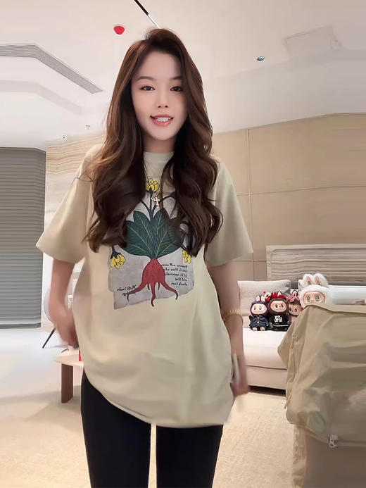 COCO ZONE 刘一一 “草本T”100棉植物花朵圆领短袖 CD2A1169 商品图0