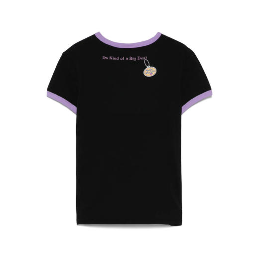 GCDS 女士字母徽标刺绣弹力棉质圆领短袖T恤 黑色 B1MW2301JI9 99 商品图1