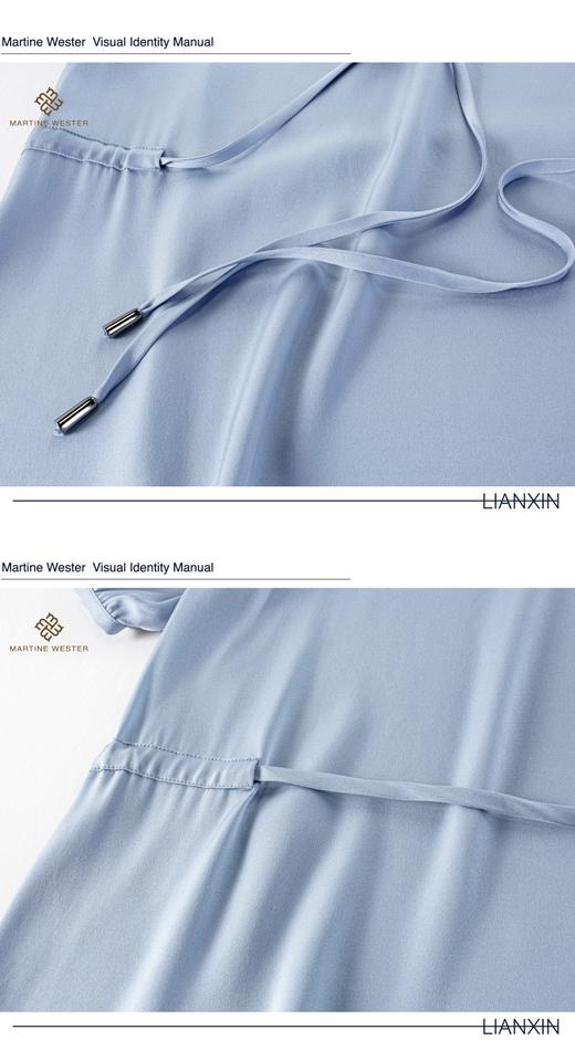 Martine Weste减领抽皱19姆米弹力双乔绉缎真丝连衣裙11423136 商品图4
