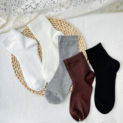 基础纯色舒适女中袜组合款袜子纪念日百货162999013 商品图0