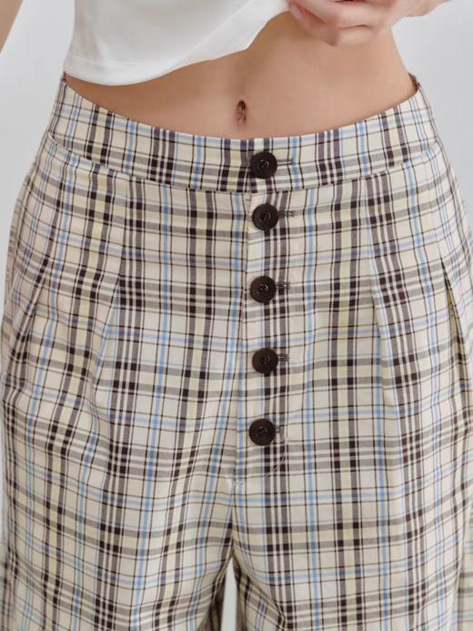 Evistub/E-5XCK718/全棉色织复古格纹长裤女 商品图1