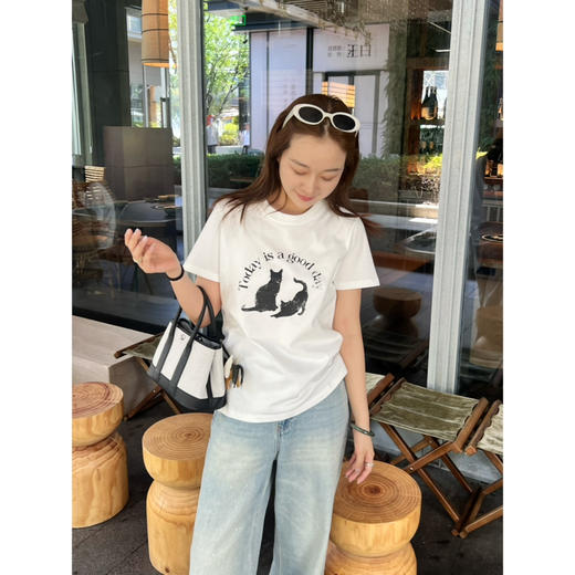 2506403   萌宠猫咪印花T 商品图1
