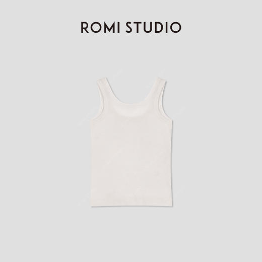 ROMI STUDIO 100%超细支水溶羊毛轻薄舒适U领针织背心 RWCRST3219 商品图1