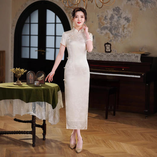 QXY B1506醋酸旗袍改良桑醋酸时尚气质连衣裙 商品图1