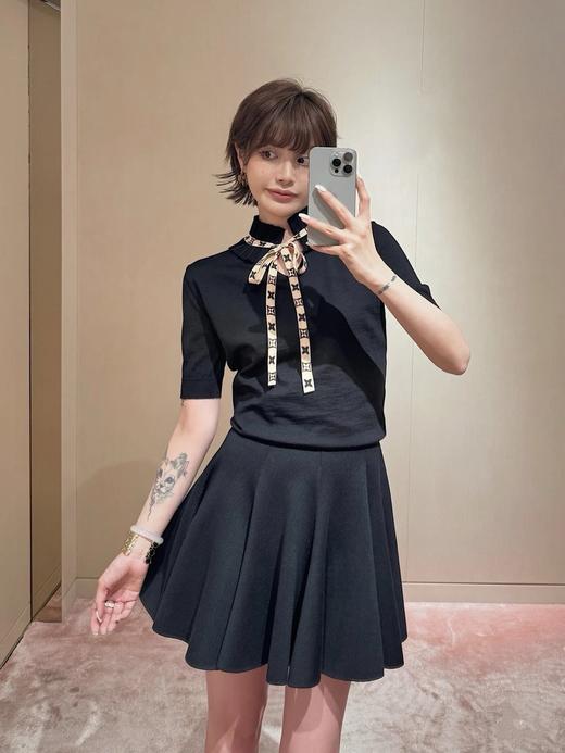 驴家25新款花边立领丝带针织短袖（TM） 商品图5