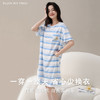 雀说睡裙女夏季兰精莫代尔睡衣女款凉感亲肤条纹中长款睡裙女可外穿AL2537 商品缩略图2
