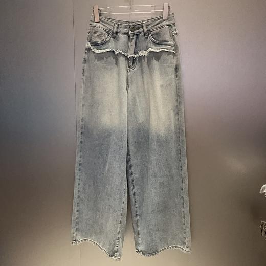 NC设计拼接腰头牛仔阔腿裤（蓝）夏季152131190321 商品图3