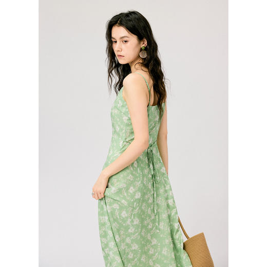 HeyDress天丝绿色印花吊带裙女夏季法式显瘦设计感连衣裙气质裙子 商品图2