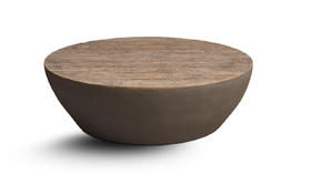 Pureyu中古茶几，当老榆木遇到微水泥