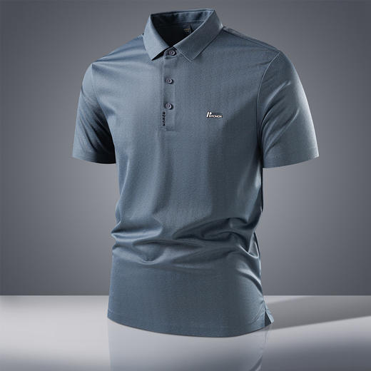 【凉感抗菌无痕抗皱】罗蒙男士Polo衫夏季树皮纹理冰丝t恤时尚休闲男短袖 商品图1
