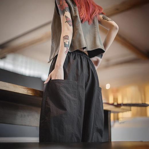 马登夏日系松弛感工装山本弯刀裤显腿长宽松慵懒小个子阔腿裤潮女 商品图4