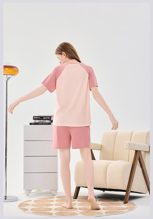 限时9折【棉花烫印短袖短裤】A类 柔软面料 宽松版型 亲肤透气 保持肌肤干爽DKM989B-CC 商品图2