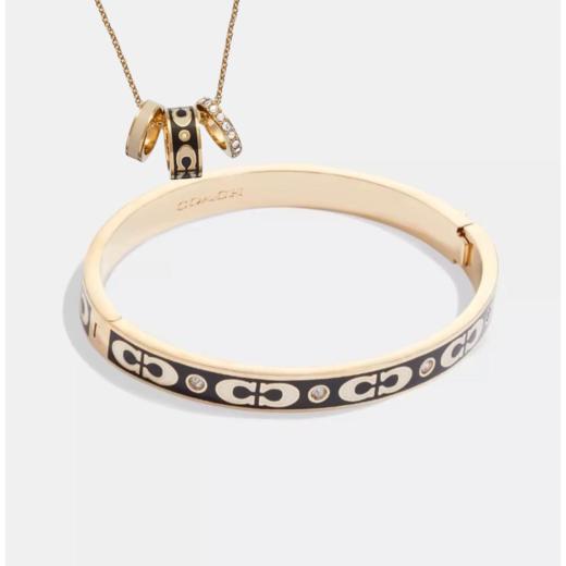 【品牌授权】【买手镯 送同款项链】COACH蔻驰奥莱潮流高奢饰品项链 手镯 黑金 白金 三环带钻项链 商品图1
