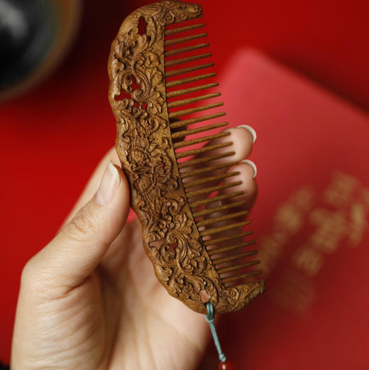 【青山特惠】精品金丝楠【西番莲纹】发梳 s111 商品图6