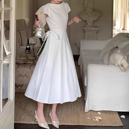 裁缝学苑AH20设计感系带船领小飞袖连衣裙纸样女装裙子打版裁剪图 商品图4