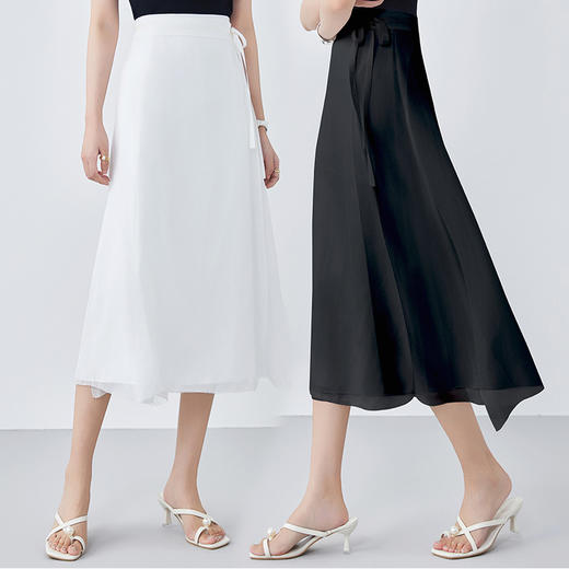 「高货oyg」全新升级【铂金会员404/天猫539/差价135】(12158)洛诗琳一片式绑带真丝半身裙2025夏新款开叉纯色裹身裙女 商品图2