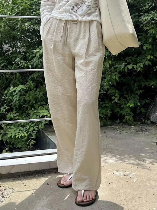 官网1200+内家轻薄透气丝滑垂感直筒休闲裤女 高腰显瘦慵懒宽松阔腿裤长裤 商品图5