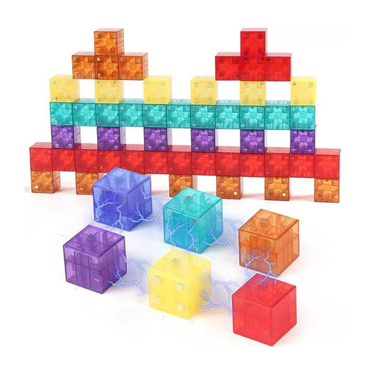 【赠手提收纳箱】200粒彩虹磁力积木 磁力正方体积木 6面带磁性 六面吸附 不分正反 数感空间&数字逻辑启蒙学习认知 商品图10