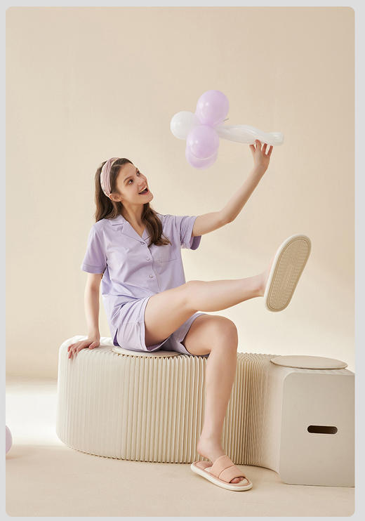 限时9折【莫代尔翻领短袖短裤】A类 无芳香胺无异味 放心贴身穿DKM411B-CC 商品图5