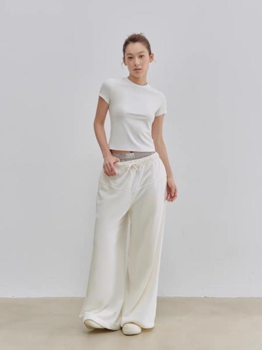 Evistub/E-5XDX431/有机棉纯色基础正肩T恤女 商品图3