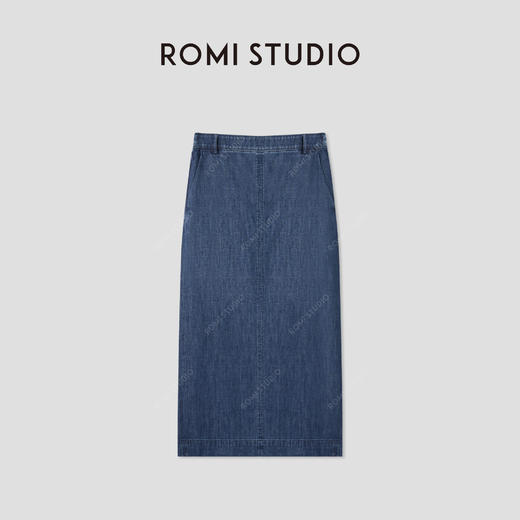 ROMI STUDIO“汉麻牛仔”汉麻棉混纺轻薄后开叉牛仔半裙 RWCSXD3467 商品图0