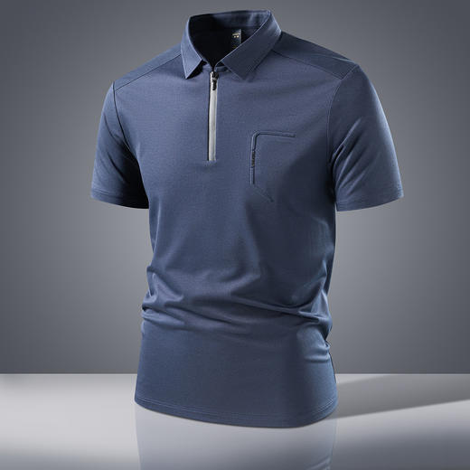 【抗菌凉感醋酸亚麻桑蚕丝】罗蒙男士防紫外线夏季短袖polo衫商务休闲男体恤 商品图4