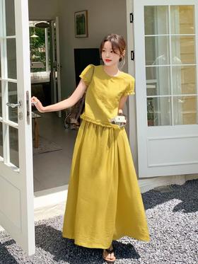 8.7秒杀 套装【韩系2025】2536花边压皱小衫➕半裙两件套-喜出