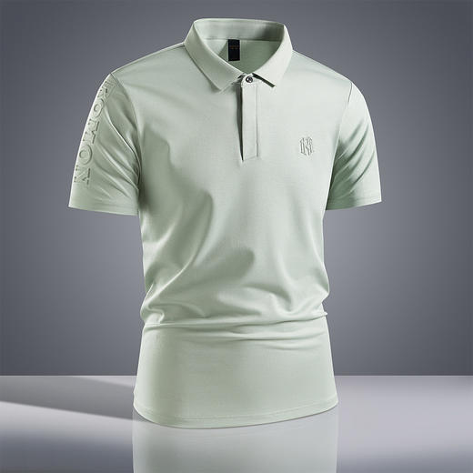【凉感防紫外线含亚麻桑蚕丝】罗蒙男士夏季Polo衫7A抗菌舒适休闲醋酸冰丝t恤男短袖男 商品图2