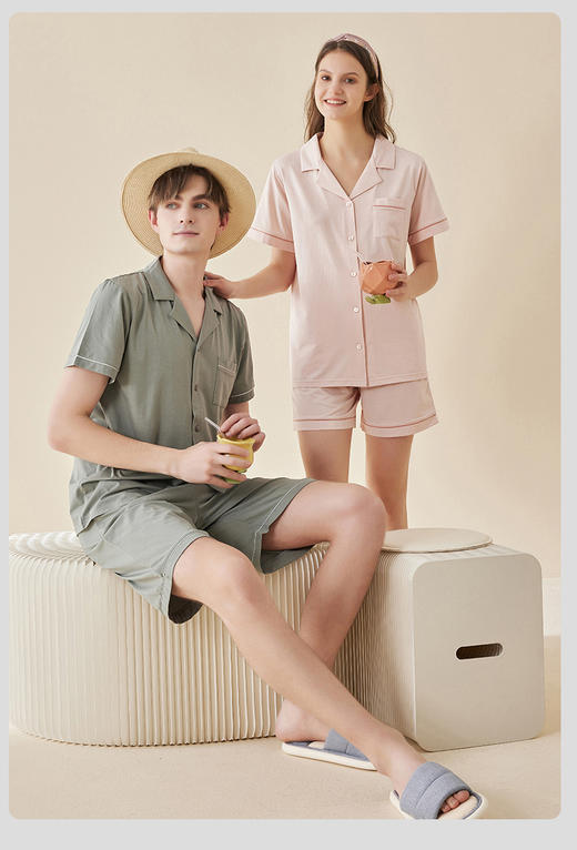 限时9折【莫代尔翻领短袖短裤】A类 无芳香胺无异味 放心贴身穿DKM411B-CC 商品图7