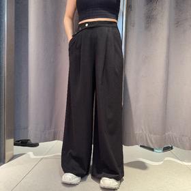 NC腰头亮扣束带设计阔腿裤50420（黑）夏季152540140321