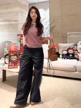 COCO ZONE 刘一一 “小蓝布裤”时尚新款纯色直筒休闲裤ACD2A0258