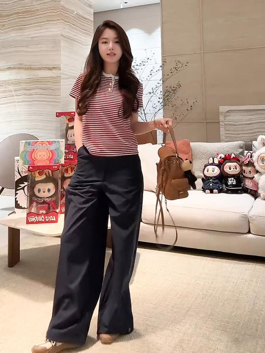 COCO ZONE 刘一一 “小蓝布裤”时尚新款纯色直筒休闲裤ACD2A0258 商品图0