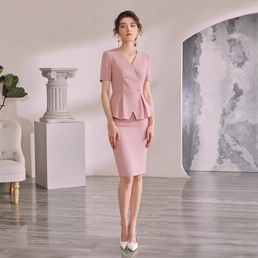 IWY/气夏季新款粉色假两件连衣裙修身显瘦气质女神范儿正装Q1388 商品图3