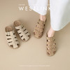 西遇罗马凉拖鞋女夏外穿新款复古勃肯风镂空一脚蹬厚底包头拖V0156589 商品缩略图0