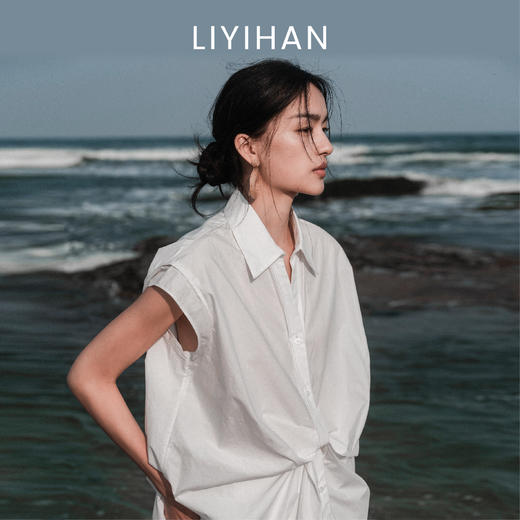 LIYIHAN织梦  25夏新款扭结廓形短袖衬衫法式翻领设计感宽松时尚 商品图2