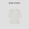 ROMI STUDIO“Clean fit”棉质坑条中袖弹力修身针织上衣RWCSSG1605 商品缩略图0