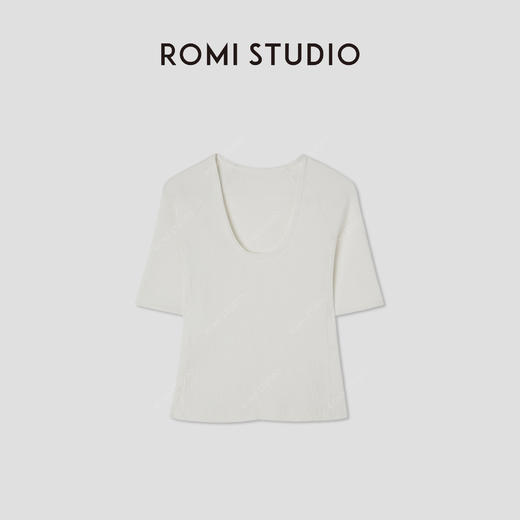 ROMI STUDIO“Clean fit”棉质坑条中袖弹力修身针织上衣RWCSSG1605 商品图0