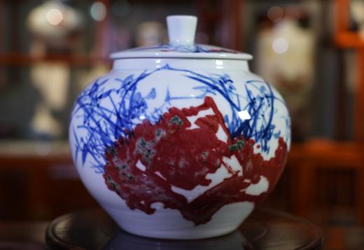 青花釉里红兰香盖罐 商品图0