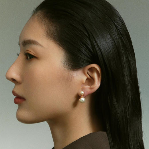 雀说原创设计纯银珍珠耳环女复古港风大珍珠耳钉高级感小众银耳饰ALQIBEI06 商品图2