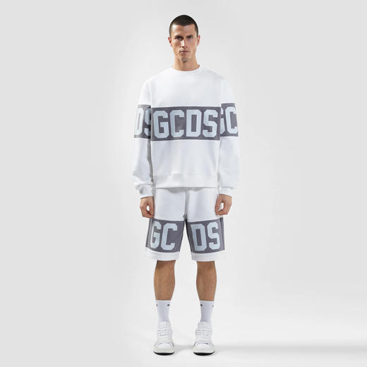 GCDS 男士棉质字母徽标印花休闲短裤 白色 B1XM3100JD1 10 商品图3