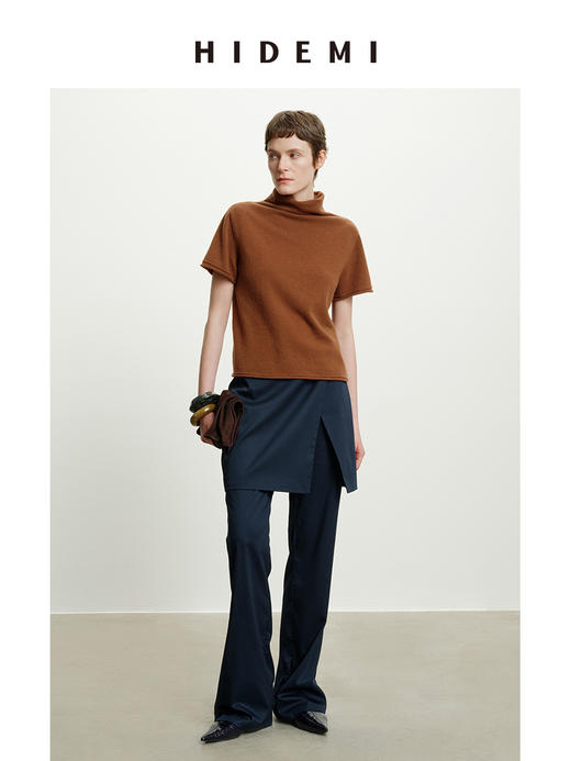 HIDEMI 进口澳洲美丽奴羊毛全毛堆堆领短袖针织毛衣叠穿神器 商品图9