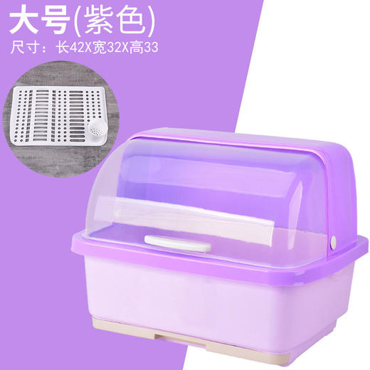 【带盖防尘，快速沥水】抽水碗柜厨房沥水碗架 带盖碗筷餐具收纳盒 塑料碗碟架置物架收纳箱-QQ 商品图9