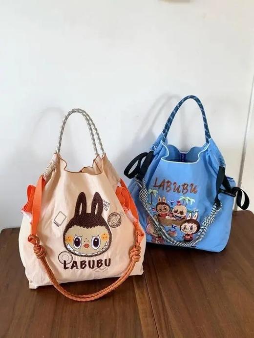 【LABUBU爆火拉布布包包合集】日系刺绣环保袋腰包、单肩斜挎包（送肩带） 商品图1