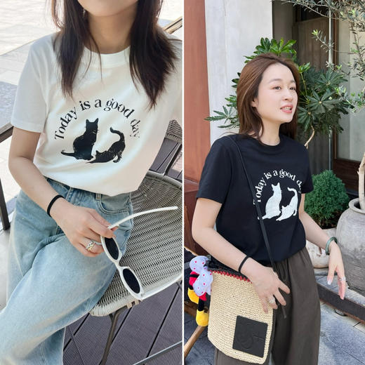 2506403   萌宠猫咪印花T 商品图0