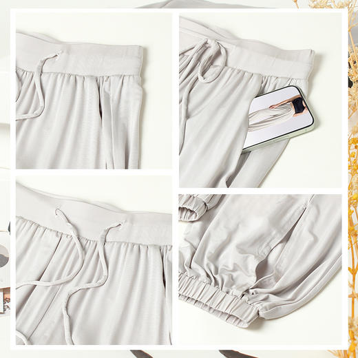 丁摩新款女桑蚕丝速干透气防晒裤运动休闲长裤宽松真丝束脚裤AL25017 商品图3