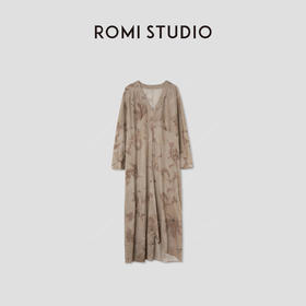 ROMI STUDIO 苎麻棉混纺植物印染度假风轻薄宽松连衣裙RWCRLJ2779